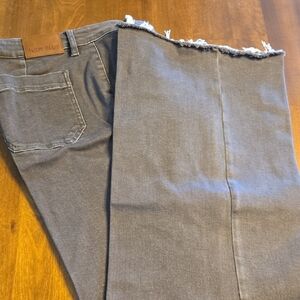 Judy Blue Raw Hem Brown Wide Leg  Jeans